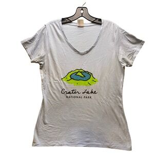 Crater Lake Shirt Womens Medium National Park V-Neck Destination Oregon‎